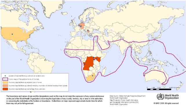 Distribuzione geografica Marburg Virus